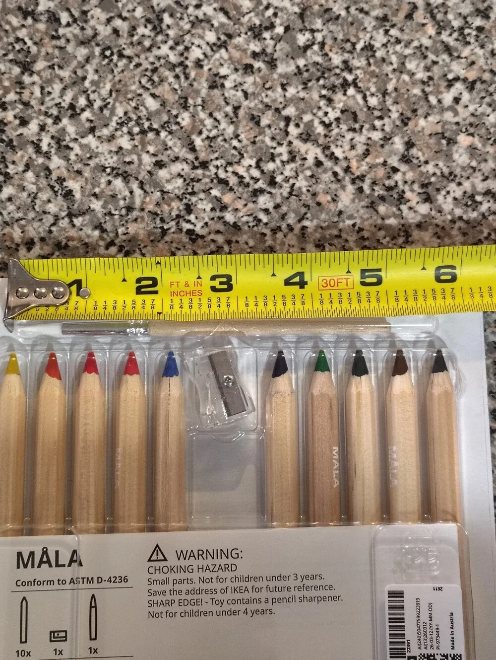 MÅLA Colored Pencil Set with Brush - Red, Yellow, Blue, Green, Black, Brown